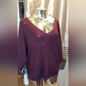 Burgundy V Neck Sweater